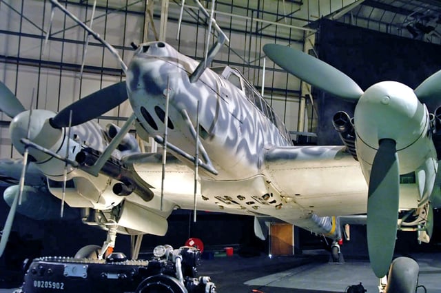German Bf 110G-4 night fighter with nose-mounted radar at the RAF Museum in London