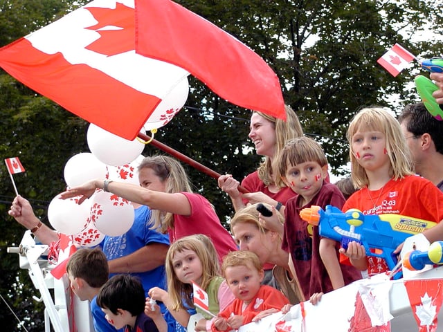 The Montreal West Canada Day Parade making its way along Westminster Avenue