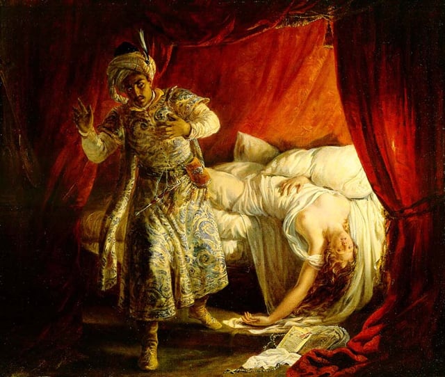 "Othello] and Desdemona", a painting by Alexandre-Marie Colin in 1829