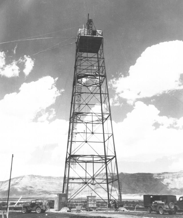 The 30-metre (100 ft) "shot tower" constructed for the test