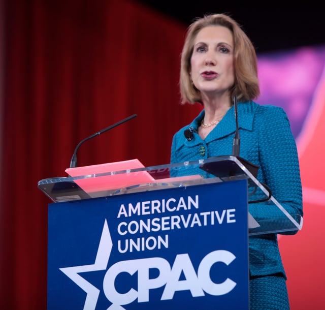 Carly Fiorina speaking at the 2015 Conservative Political Action Conference (CPAC), in National Harbor, Maryland, 26 February 2015.
