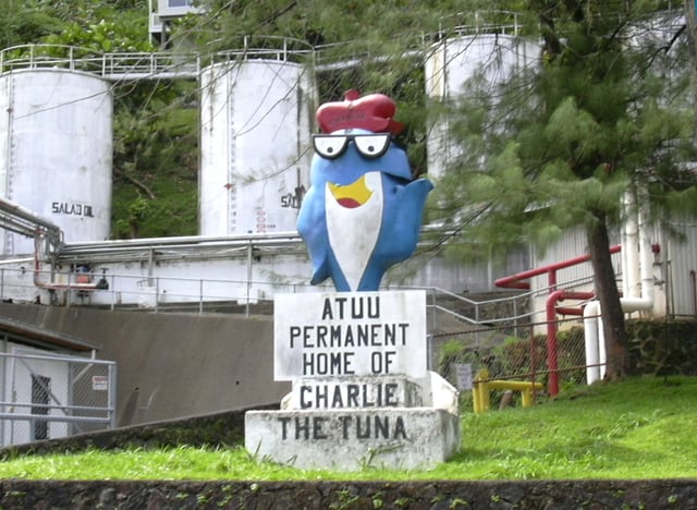 Mascot "Charlie the Tuna" at the StarKist cannery in Atu'u