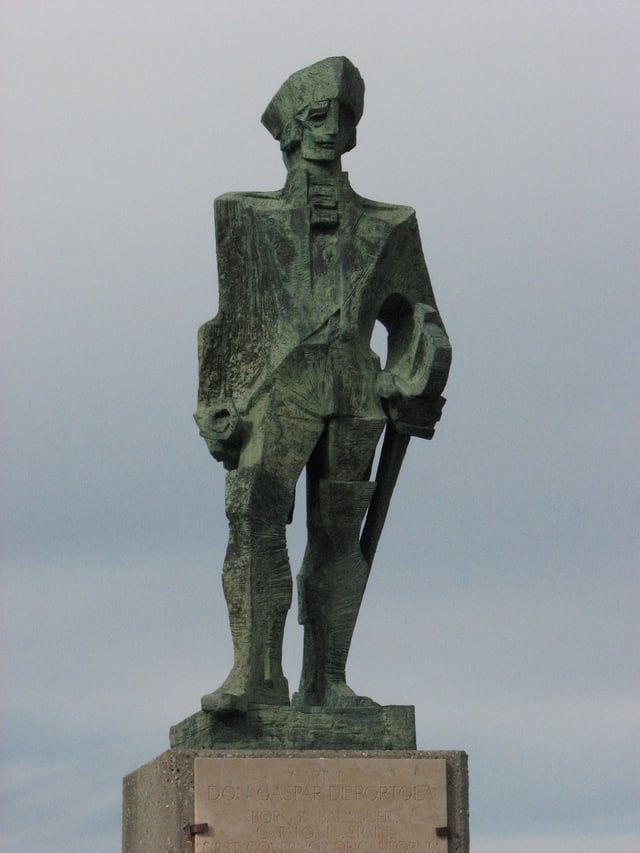 Statue of Gaspar de Portolá, by the sculptor Josep Maria Subirachs