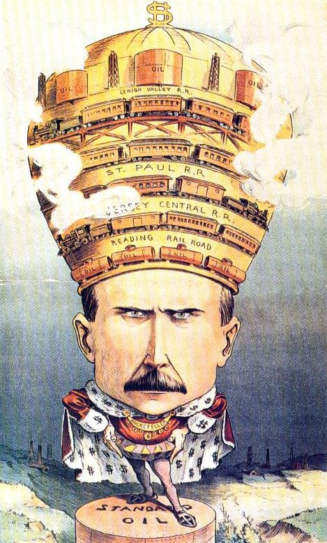 Rockefeller as an industrial emperor, 1901 cartoon from Puck magazine