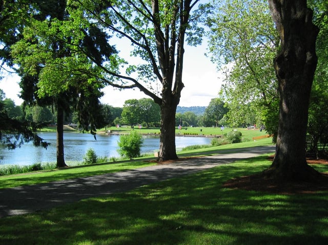 A former slough, Lake Sacajawea was created during the construction of Longview