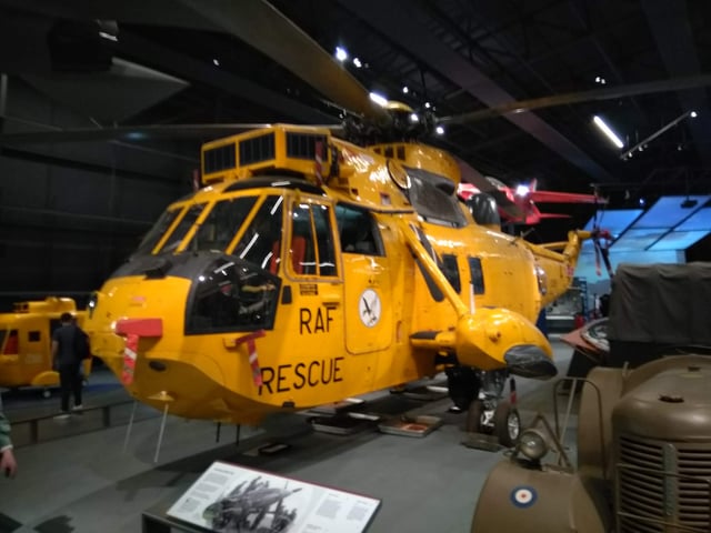 Sea King helicopter flown by Prince William on display at the RAF Museum in London