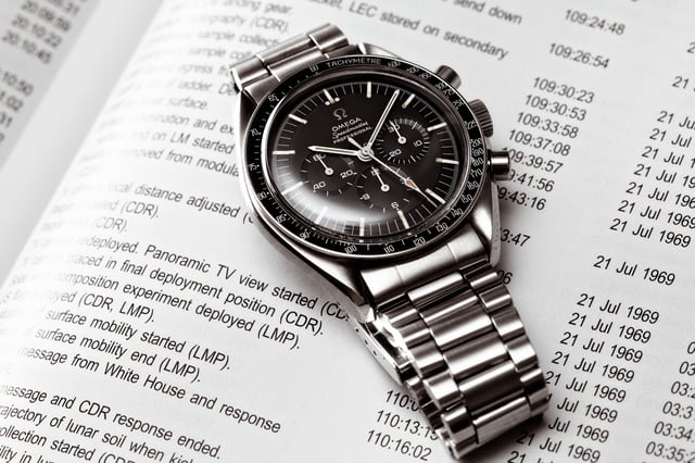 The Omega Speedmaster worn on the moon during the Apollo missions. In terms of value, Switzerland is responsible for half of the world production of watches.