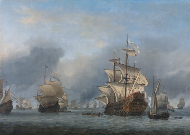 Painting of the Four Days' Battle of 1666 by Willem van de Velde the Younger