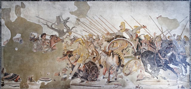 The Alexander Mosaic, a Roman mosaic from Pompeii, Italy, c. 100 BC