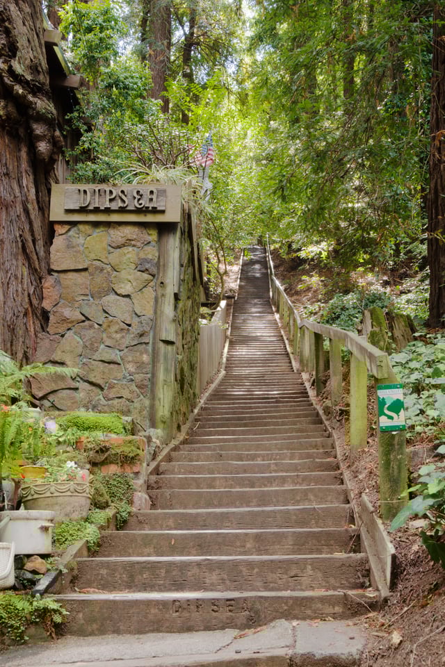 The Dipsea trail stairs consist of 688 steps in three flights.