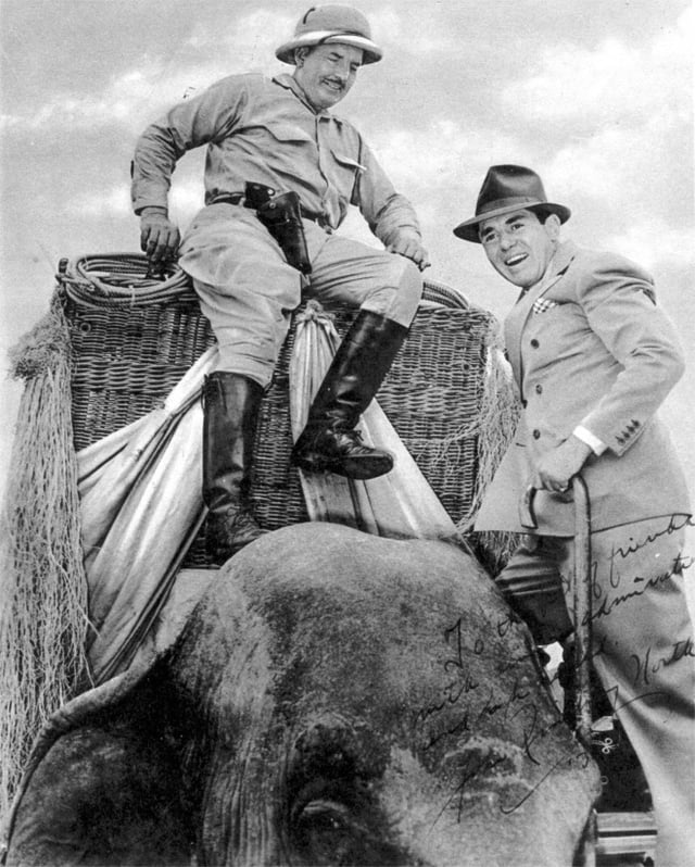 John Ringling North (right) and Frank Buck, who was the circus's featured attraction in 1938