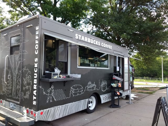 A Starbucks food truck in a rest area on the New Jersey Turnpike.