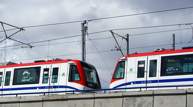 A pair of 9000 series are tested on the Santo Domingo Metro.