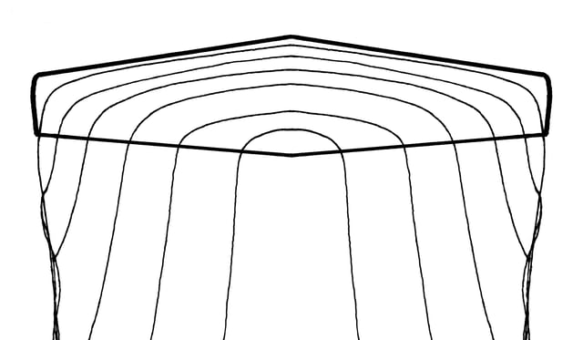 Planview of a wing showing the horseshoe vortex system