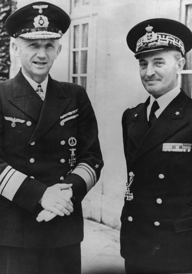 Dönitz and his Italian counterpart Admiral Angelo Parona in 1941