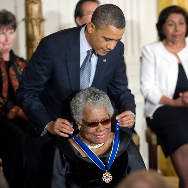 US President Barack Obama presenting Angelou with the Presidential Medal of Freedom, 2011