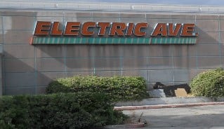 "Electric Avenue" logo on closed store in Panorama City, CA (2010)