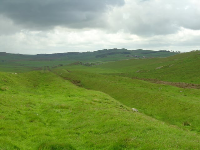 Vallum earthwork adjoining Hadrian's Wall near Milecastle 42 (Cawfields)