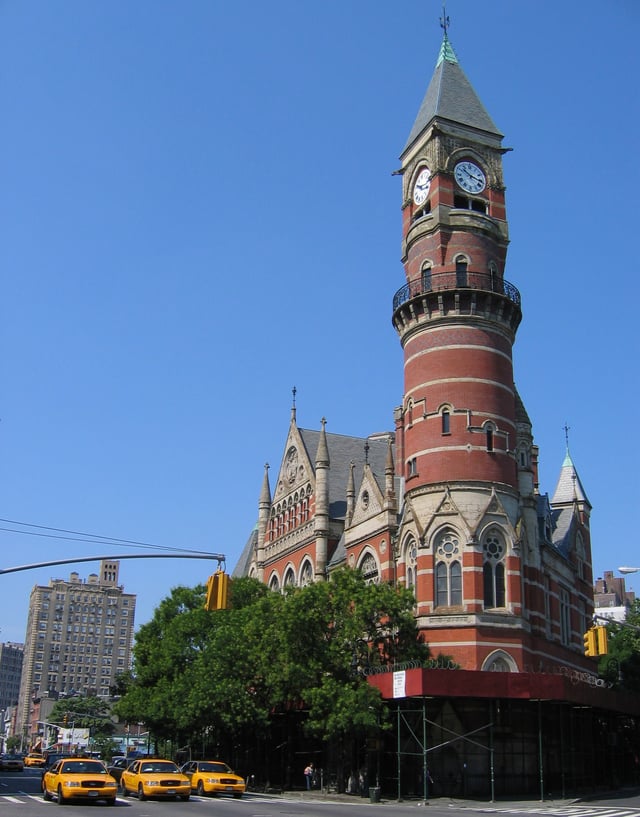 Jefferson Market Library, once a courthouse, now serves as a branch of the New York Public Library.