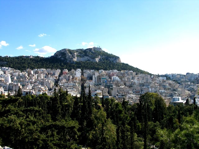 The Lycabettus Hill from the Pedion tou Areos park.