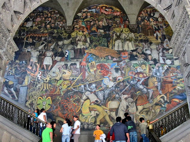 Diego Rivera's mural depicting Mexico's history at the National Palace in Mexico City