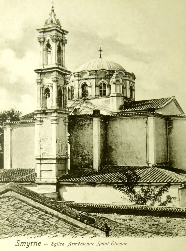 The St. Stepanos Armenian Church (1863) located in the Basmane district served the Armenian community of İzmir. It was burned during the Great Fire of Smyrna in 1922.