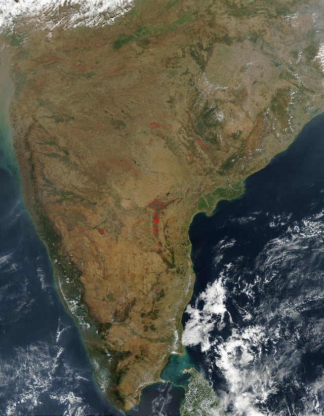 Satellite image of South India