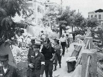 American soldiers in Skopje after the 1963 earthquake.