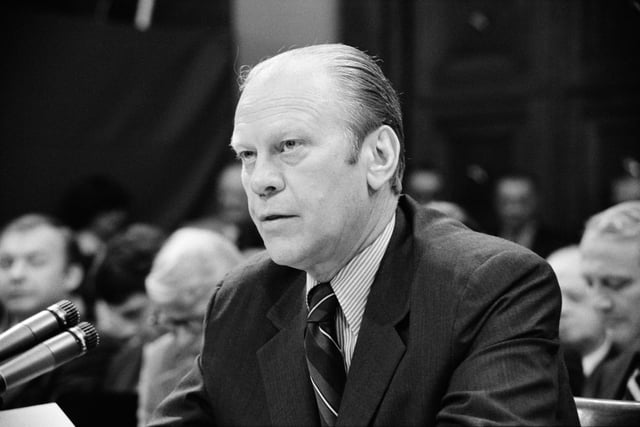 President Ford appears at a House Judiciary Subcommittee hearing in reference to his pardon of Richard Nixon