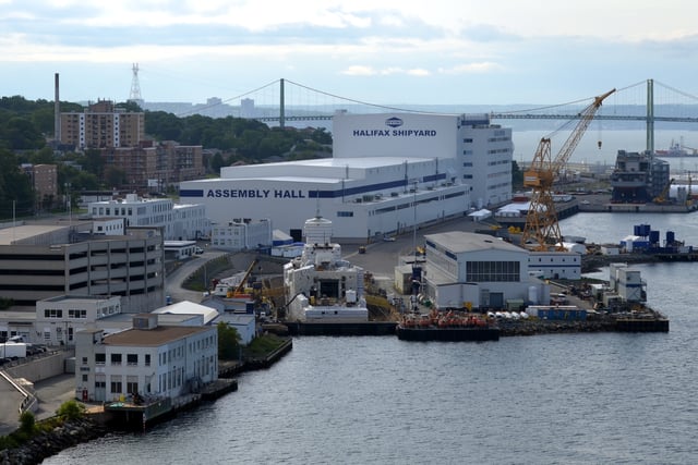 The Halifax Shipyards of Irving Shipbuilding. Irving is a major employer in Halifax.