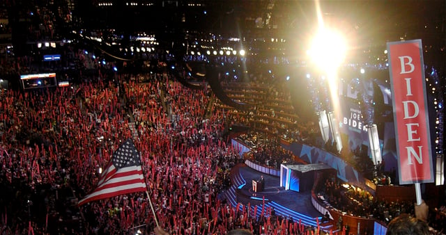 Biden is nominated as the Democratic vice presidential candidate during the third night of the 2008 Democratic National Convention in Denver, Colorado.