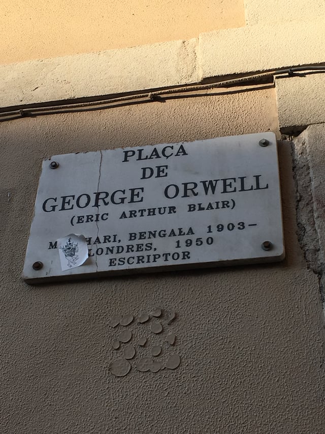 The square in Barcelona renamed in Orwell's honour