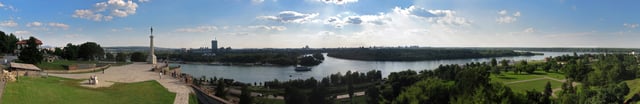 The confluence of the Sava into the Danube at Belgrade. Pictured from Belgrade Fortress, Serbia