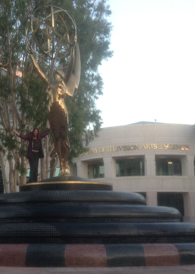 The courtyard and Emmy Award statue at the Academy of Television Arts & Sciences facility on Lankershim