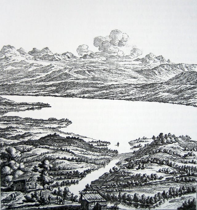 Johann Balthasar Bullinger's imagining of Zürich in Roman times (engraving 1773)