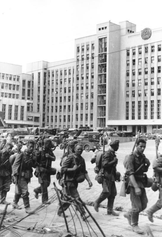 German troops marching through Minsk.