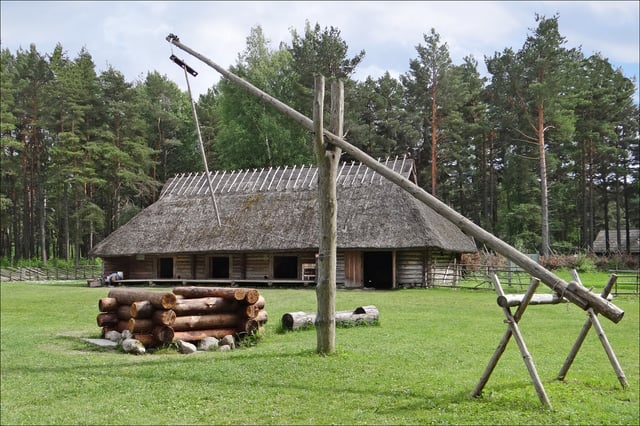 A traditional farmhouse built in the Estonian vernacular style.