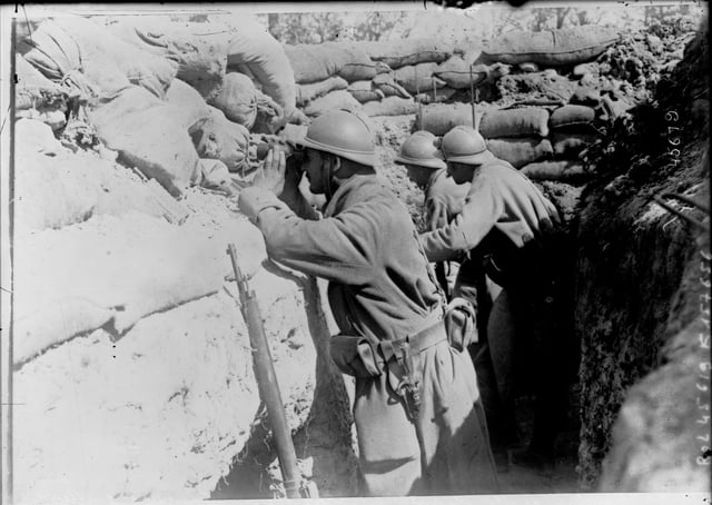French soldiers observing enemy movements
