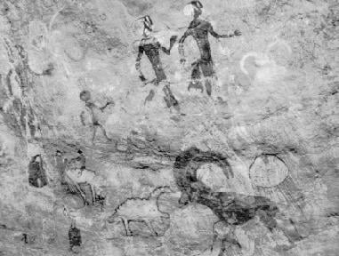 Algerian cave paintings depicting hunting scenes