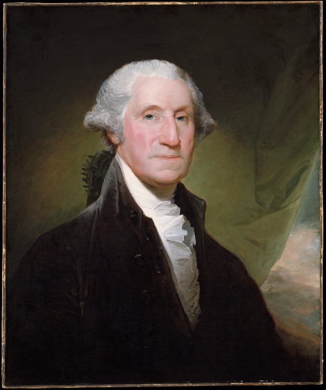 Portrait of Washington by Gilbert Stuart, 1795. Washington rarely consulted Vice President Adams, who often felt marginalized and overshadowed by Washington's prestige.