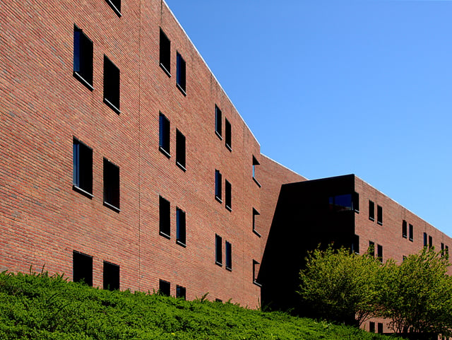 Recessed windows of the monolithic Hereford College