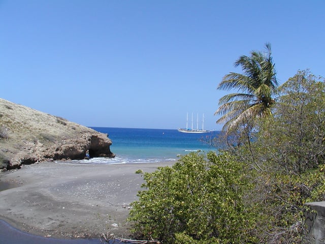 Coastline at Little Bay, the site of the new capital of Montserrat replacing Plymouth. The project is funded by the UK's Department for International Development.