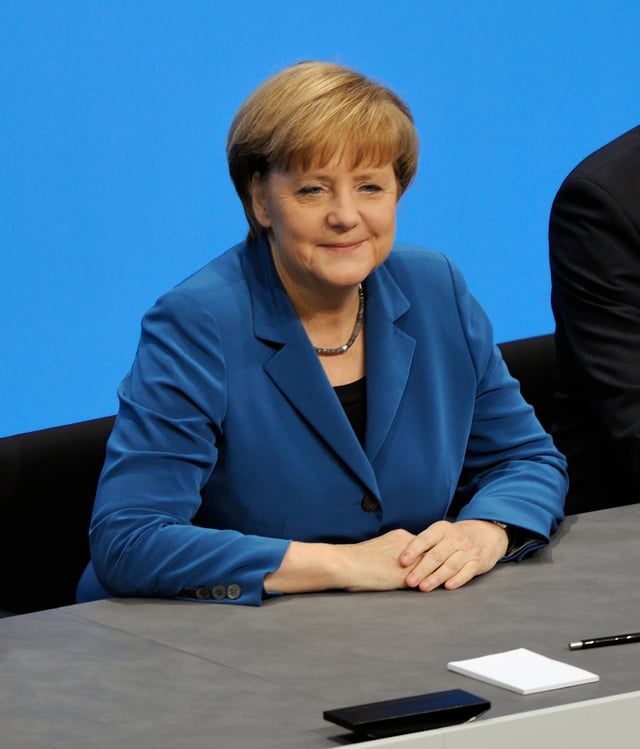 Angela Merkel at the signing of the coalition agreement for the 18th election period of the Bundestag, December 2013