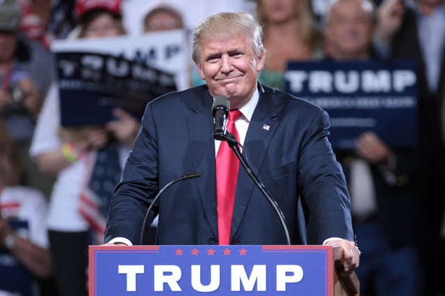 Donald Trump speaking at a rally in Phoenix, Arizona