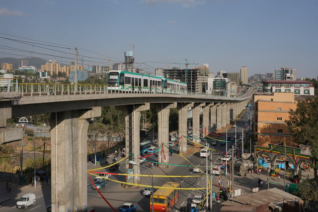Light rail overpass at Lideta station, Addis Ababa