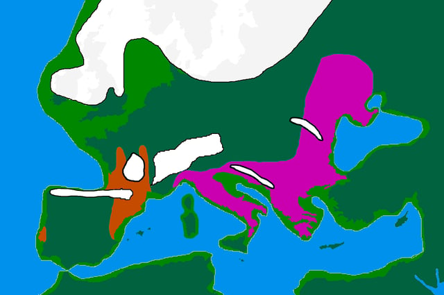 European LGM refuges, 20,000 years ago. The Thames was a minor river that joined the Rhine, in the southern North Sea basin at this time. Solutrean and Proto Solutrean Cultures Epi Gravettian Culture