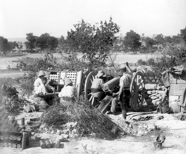 French colonial gunners in action with a 75 mm gun, near Seddülbahir during the Third Battle of Krithia, 4 June 1915
