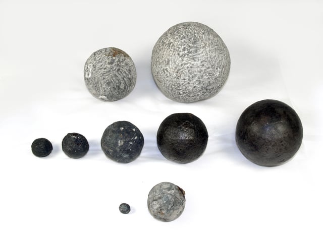 Round shot from the Mary Rose showing both stone and iron ball shot