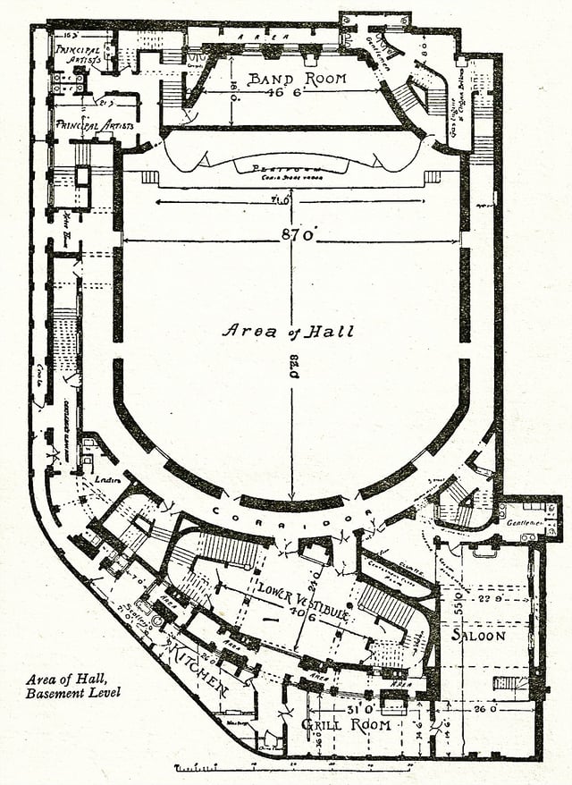 Knightley's plan for the platform level of the hall