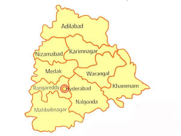 Telangana at the time of formation on 2 June 2014.